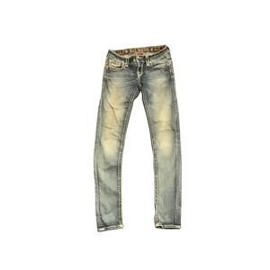Rock Revival Posey Skinny Jeans Women 27 Medium Wash Distressed Fleur De Lis Low